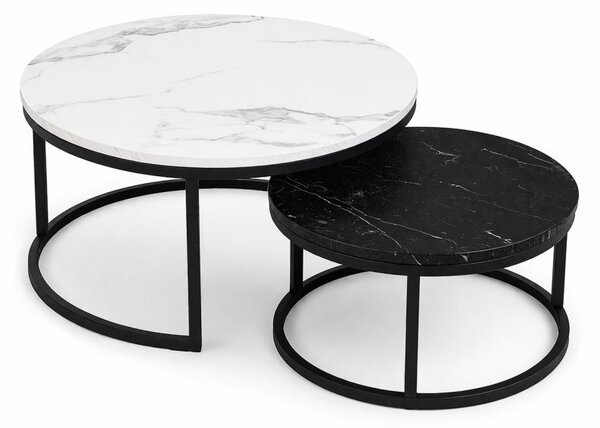 Stolić za kavu – mramor, 2-u-1, 60 i 80 cm, bijeli, STL14BCZ