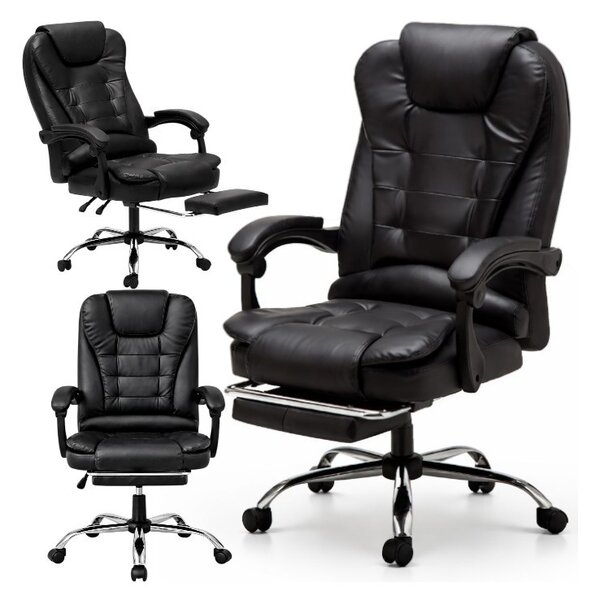 Uredska stolica – Boss, s naslonom za noge, 68×58×34 cm, crna