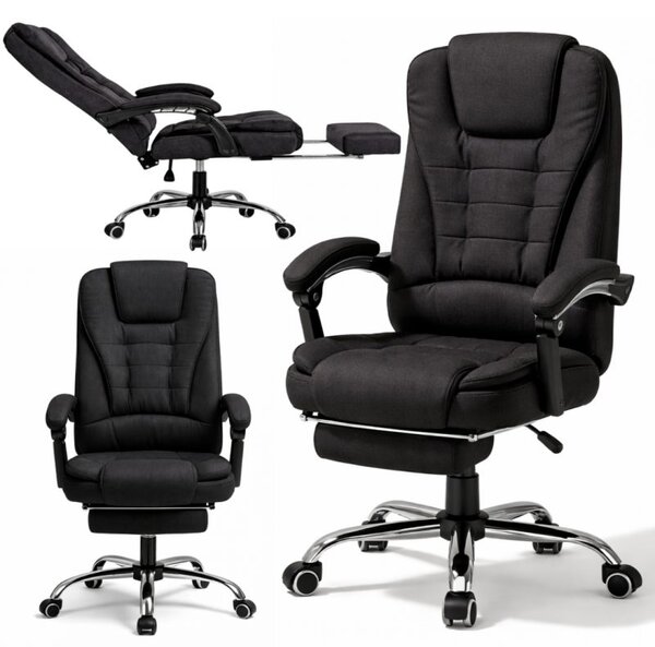 Uredska stolica – Boss, s naslonom za noge, 68×58×34 cm, crna, KO22CZ-MAT