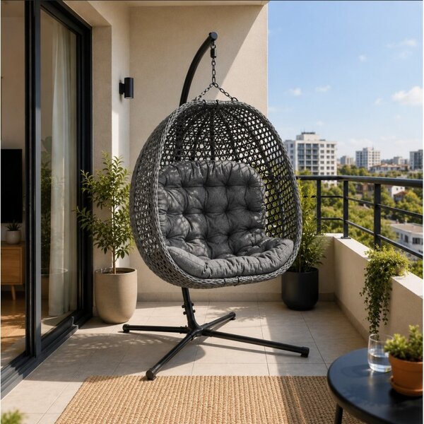 Viseća fotelja – kokon, 120×77×23 cm, antracit
