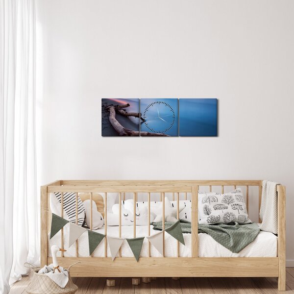 Slika plaže pri zalasku sunca (sa satom) (90x30 cm)