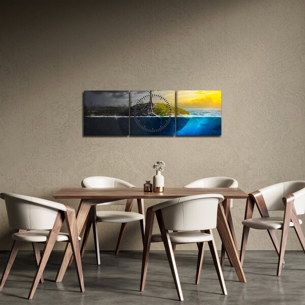 Slika koja prikazuje dvije strane (sa satom) (90x30 cm)