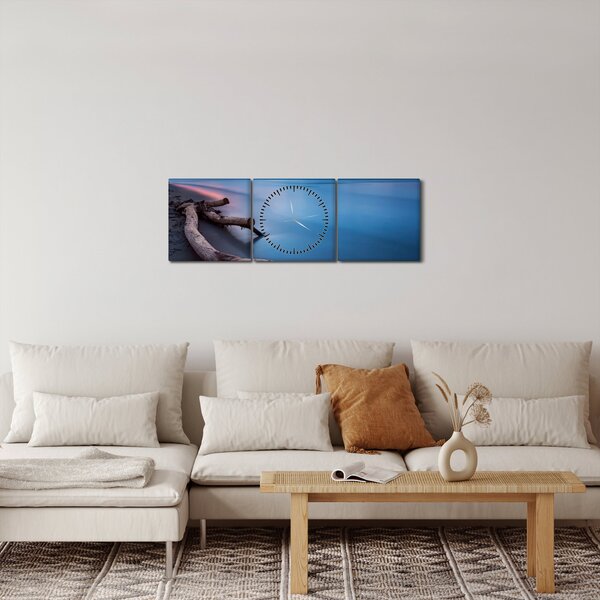 Slika plaže pri zalasku sunca (sa satom) (90x30 cm)
