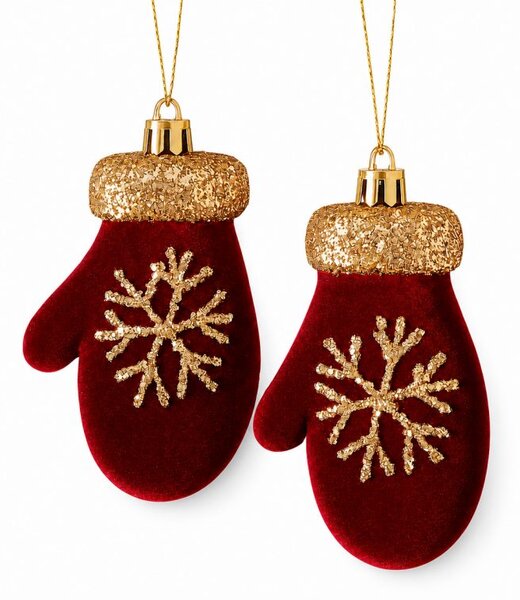 Kuglice za bor – set od 2 kom, od baršuna, 6×11 cm, bordo