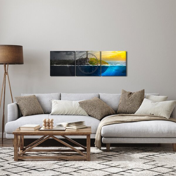 Slika koja prikazuje dvije strane (sa satom) (90x30 cm)