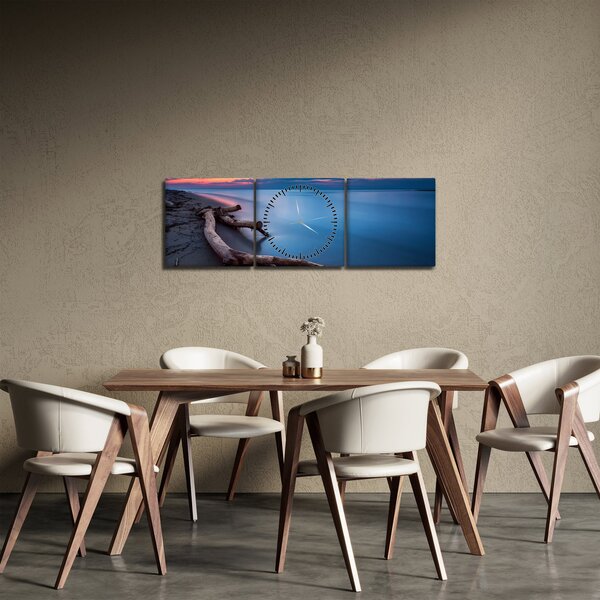 Slika plaže pri zalasku sunca (sa satom) (90x30 cm)
