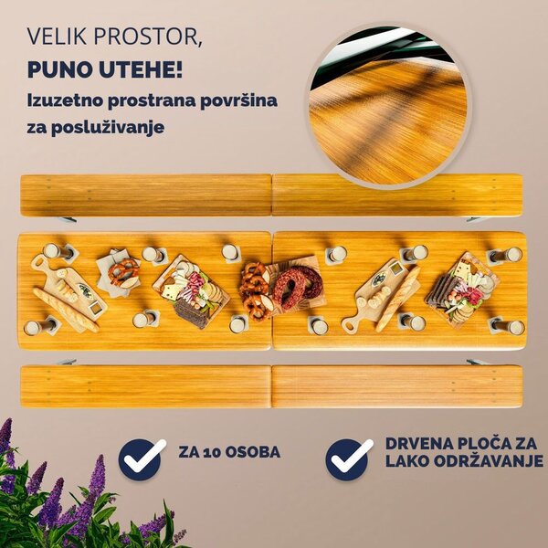 Pivski set MAXI, sklopivi, 220 cm, prirodna smeđa Jurhan