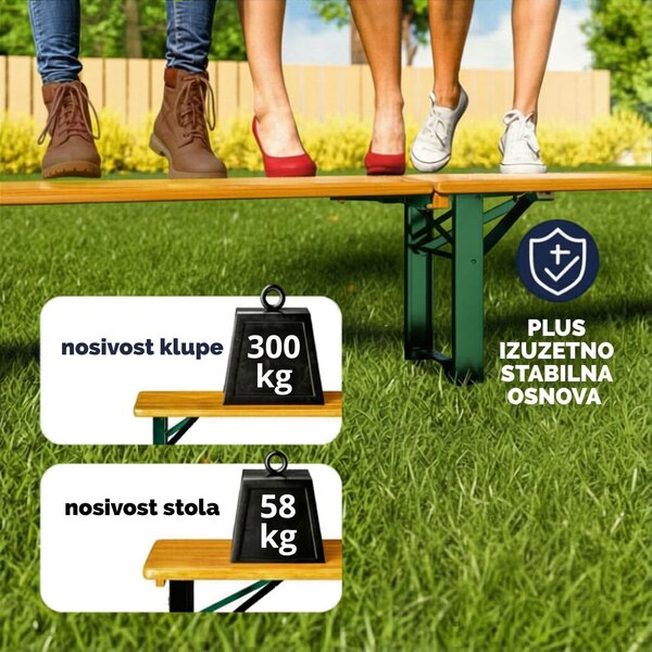 Pivski set MAXI, sklopivi, 220 cm, prirodna smeđa Jurhan