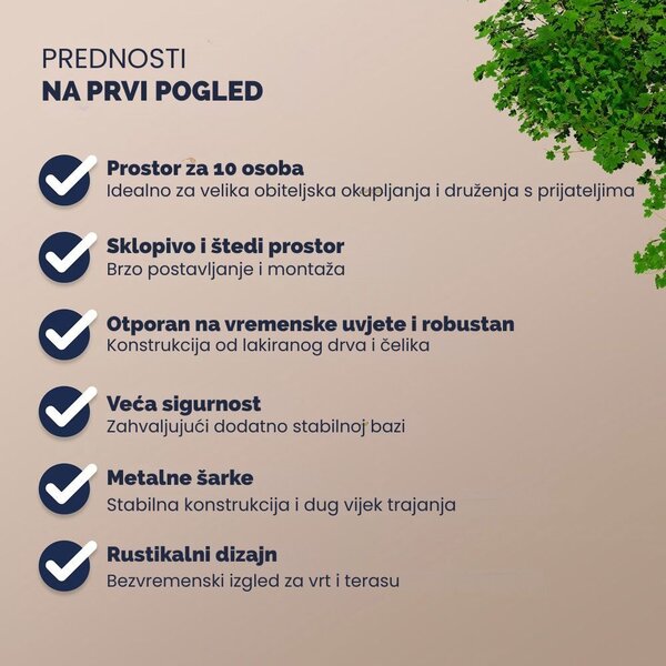Pivski set MAXI, sklopivi, 220 cm, prirodna smeđa Jurhan