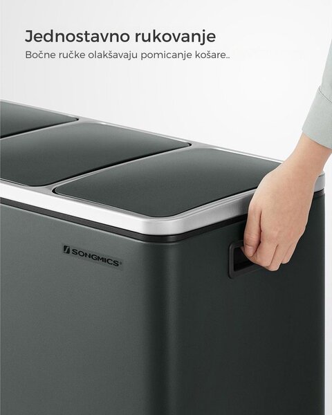 Kanta za odvajanje otpada SORT 54 l (3×18 l), antracit/srebrna SongmicsHome