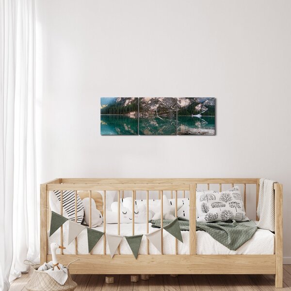 Slika planinskog jezera (sa satom) (90x30 cm)