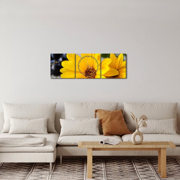 Slika žutog cvijeta (sa satom) (90x30 cm)