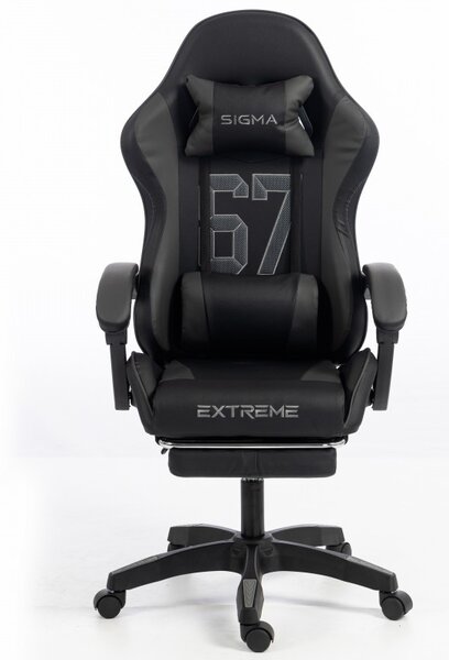 Gaming stolica – s naslonom za noge, eko koža, 110 cm, crna