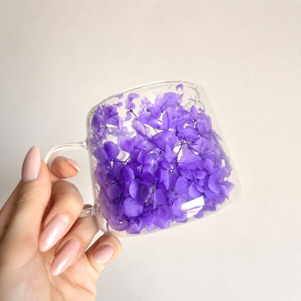 Termo čaša s cvijećem, 9,5 cm, 180 ml, plava, SZK217