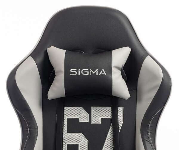 Gaming stolica – s naslonom za noge, eko koža, 110 cm, siva