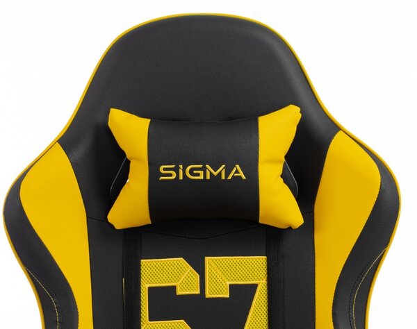 Gaming stolica – s naslonom za noge, eko koža, 110 cm, žuta