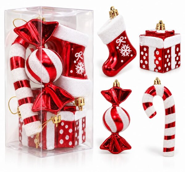Kuglice za bor – set od 4 kom, 15×7,5 cm, crvene