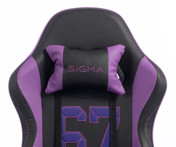 Gaming stolica – s naslonom za noge, eko koža, 110 cm, ljubičasta