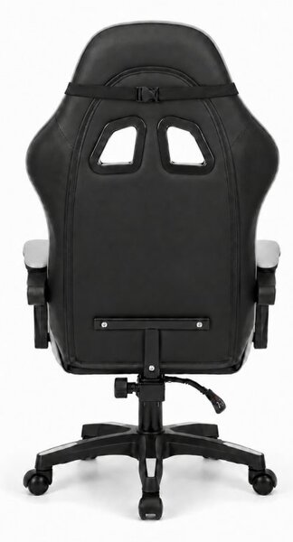 Gaming stolica – s naslonom za noge, eko koža, 110 cm, siva