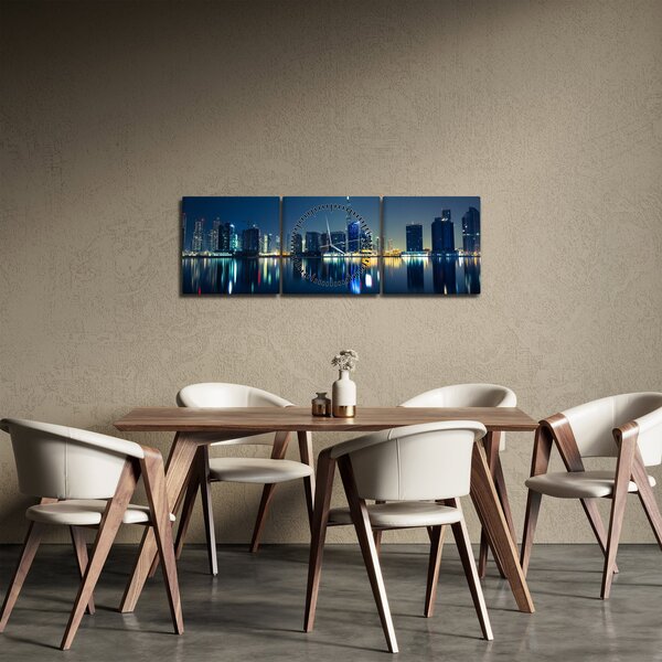 Slika noćnog grada (sa satom) (90x30 cm)