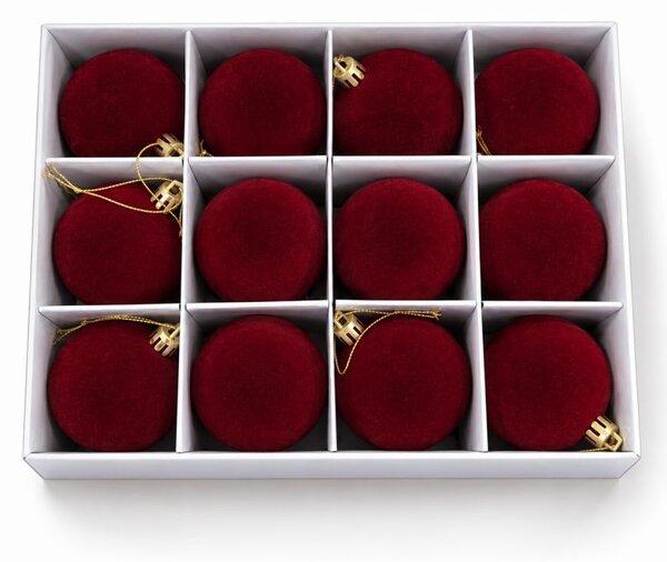 Kuglice za bor – set od 12 kom, od baršuna, 6 cm