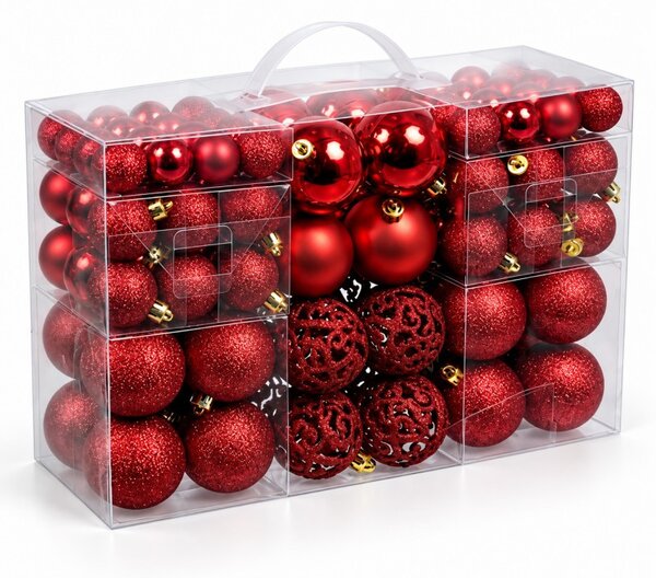 Kuglice za bor – set od 100 kom, 35×23×12 cm, crvene