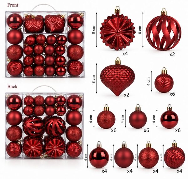 Kuglice za bor – set od 48 kom, 8 cm