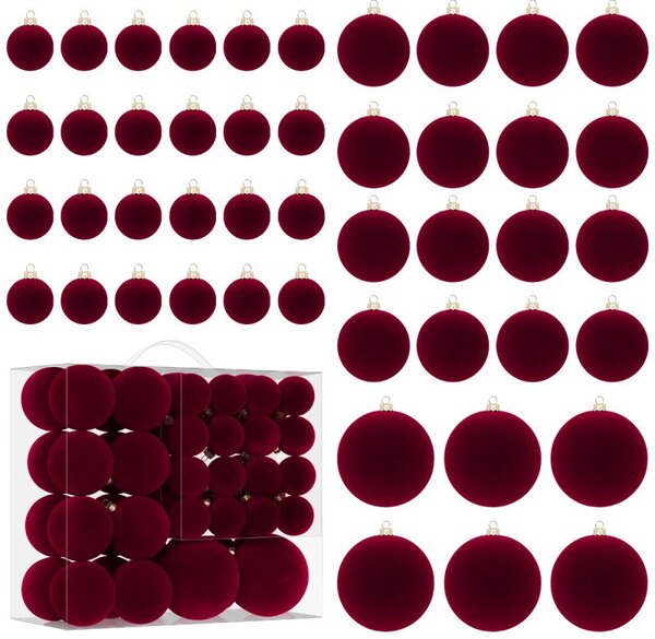 Kuglice za bor – set od 46 kom, od baršuna, 8 cm