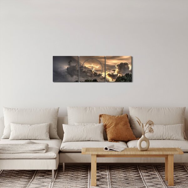 Slika oblaka i šume (sa satom) (90x30 cm)