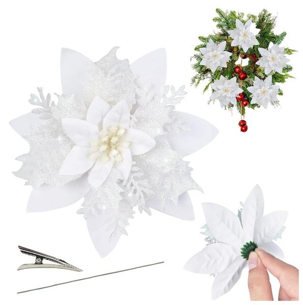 Kuglice za bor – set od 12 kom, 14 cm, bijele