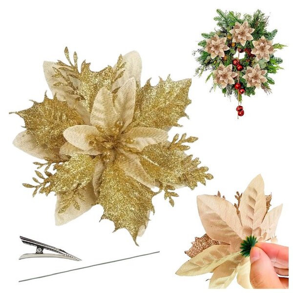Kuglice za bor – set od 12 kom, 14 cm, zlatne