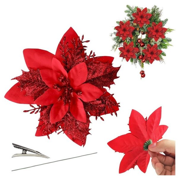 Kuglice za bor – set od 12 kom, 14 cm, crvene