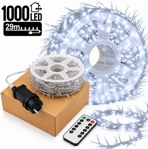 Božićne lampice – 1000 LED, za unutra i van, 19,7×15×5 cm, bijele, LAMP70
