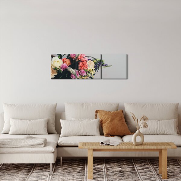 Slika košare s cvijećem (sa satom) (90x30 cm)