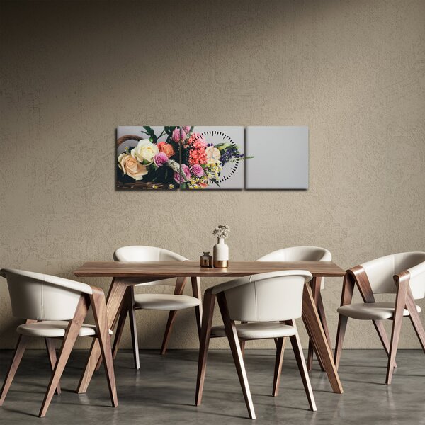 Slika košare s cvijećem (sa satom) (90x30 cm)
