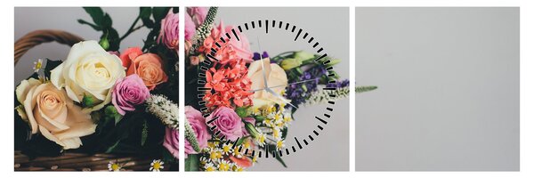 Slika košare s cvijećem (sa satom) (90x30 cm)