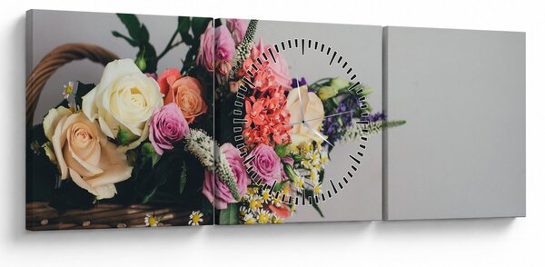 Slika košare s cvijećem (sa satom) (90x30 cm)