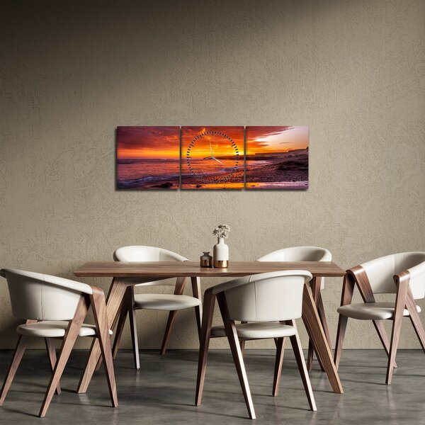 Slika zalaska sunca na moru (sa satom) (90x30 cm)