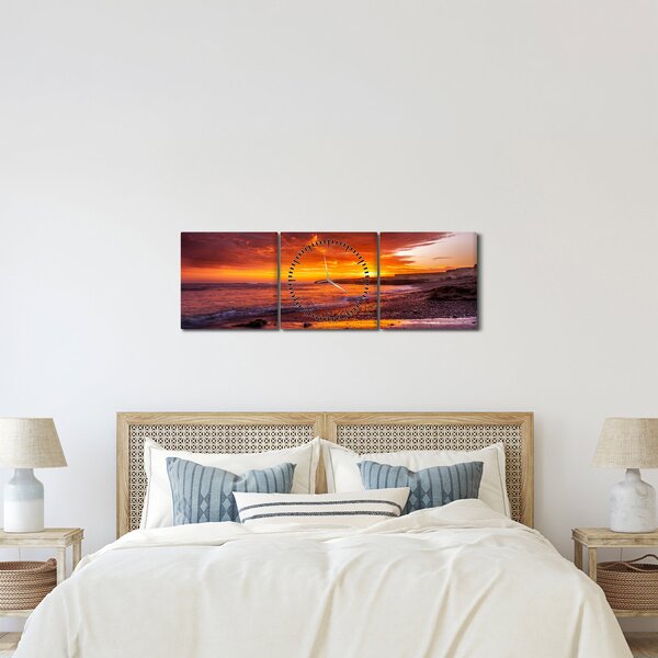Slika zalaska sunca na moru (sa satom) (90x30 cm)