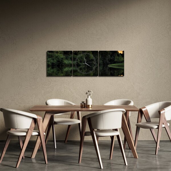 Slika jezera u šumi (sa satom) (90x30 cm)