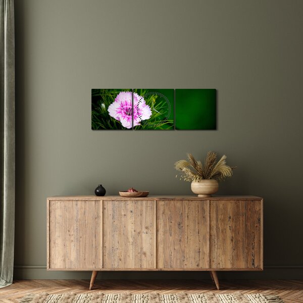 Slika ružičastog cvijeta (sa satom) (90x30 cm)