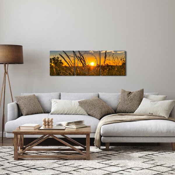 Slika polja pri zalasku sunca (sa satom) (90x30 cm)