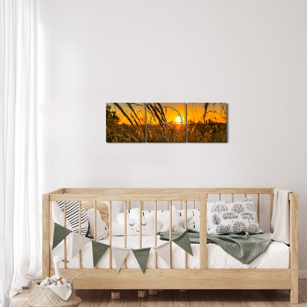 Slika polja pri zalasku sunca (sa satom) (90x30 cm)