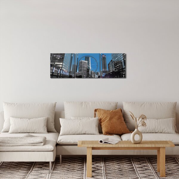 Slika noćnog grada (sa satom) (90x30 cm)