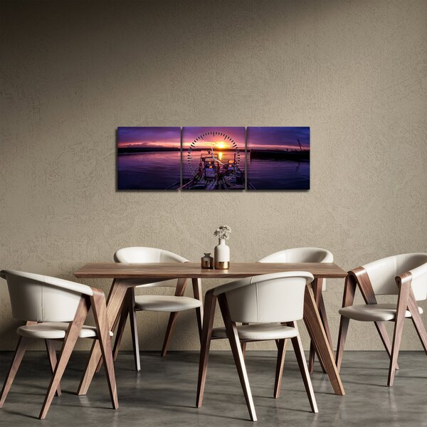 Slika ribarskih brodova u luci (sa satom) (90x30 cm)