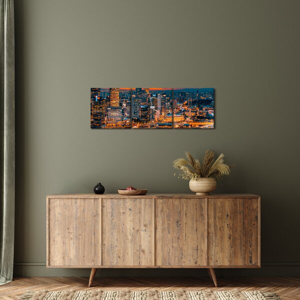 Slika noćnog grada (sa satom) (90x30 cm)