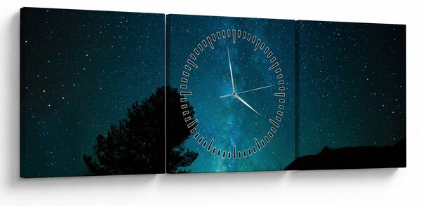 Slika noćnog neba sa zvijezdama (sa satom) (90x30 cm)