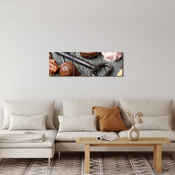 Slika čokolade i ključeva (sa satom) (90x30 cm)