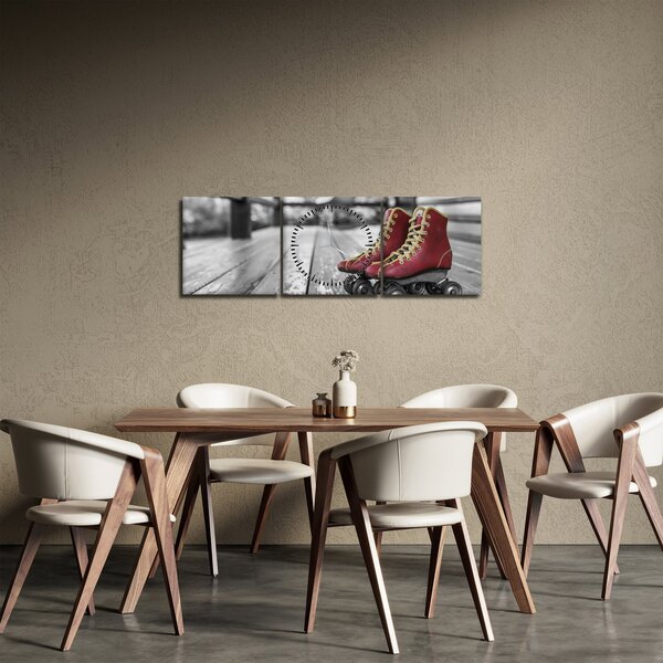 Slika crvenih starih cipela za rošule (sa satom) (90x30 cm)