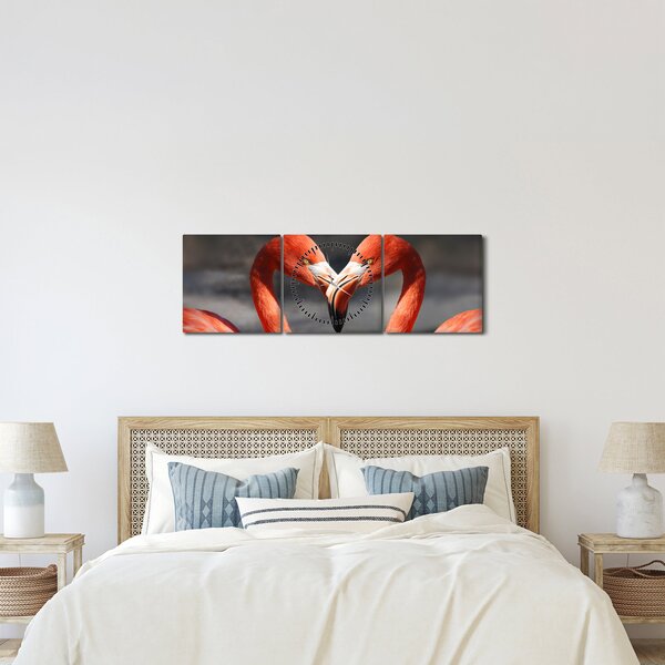 Slika dva zaljubljena flaminga (sa satom) (90x30 cm)